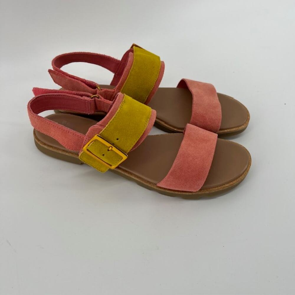 Sorel Ella III Slingback Sandals Womens 10 Pink Yellow Adjustable Strap Cushion